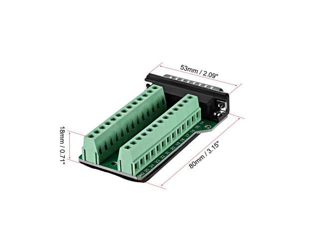 D-sub DB25 Breakout Board Connector 25 Pin 2-row Male Port Solderless Terminal Block Adapter with Thumb Screws