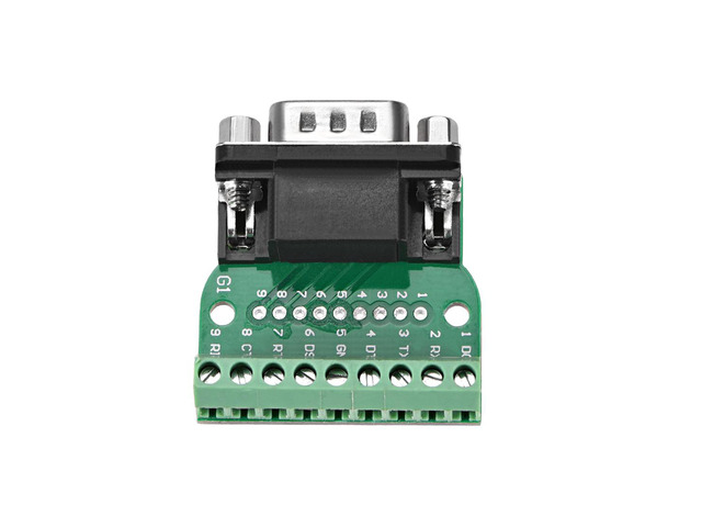D-sub DB9 Breakout Board Connector 9 Pin 2 Row Male RS232 Serial Port Solderless Terminal Block Adapter with Positioning Nuts