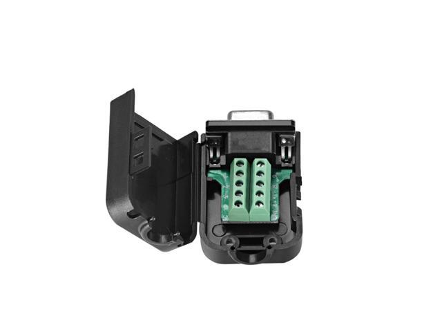 D-sub DB9 Breakout Board Connector with Case 9 Pin 2 Row Female RS232 Serial Port Solderless Terminal Block Adapter with Thumb Screws