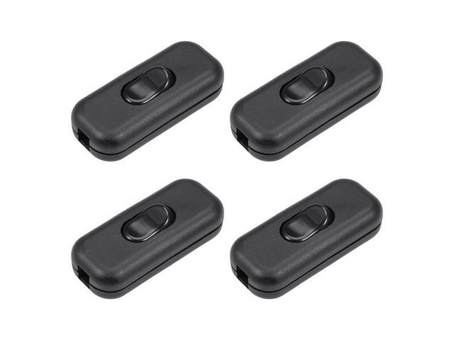 Inline Cord Switch AC 250V 6A On/Off Rocker Switch Table Lamp Desk Light Switch, Black (Pack of 4)