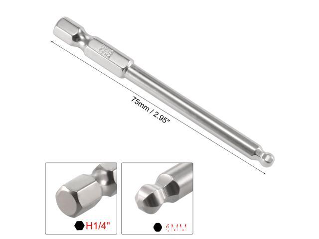 5Pcs Ball End Hex Bits 1/4 Inch Hex Shank 75mm Length Magnetic 4MM Head Screwdriver S2 Screw Driver Bit