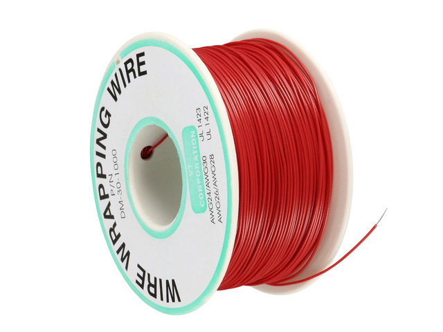 OK Wire Tin Plated Copper Cord Wire Wrapping P/N 30 AWG 650ft Length Red