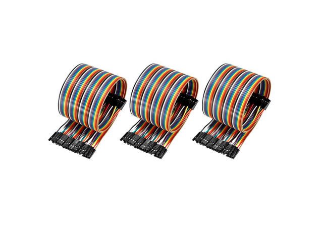 Female to Female 40Pin Breadboard Jumper Wire 2.54mm Pitch Ribbon Cable 50cm Long 3pcs
