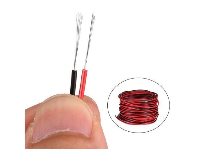 Red Black Wire 2pin Extension Cable Cord 28 AWG Parallel Wire Tin Plated Copper 15M Length for LED Strip Light