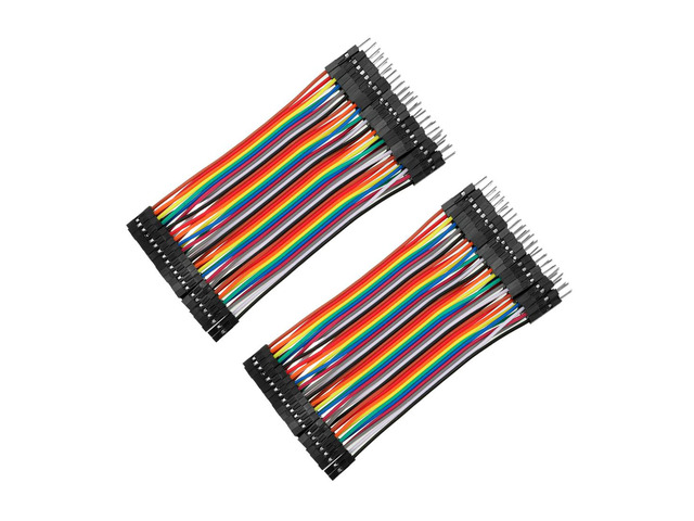 Male to Female 40Pin Breadboard Jumper Wire 2.54mm Pitch Ribbon Cable 11cm Long 2pcs
