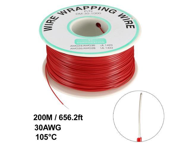 OK Wire Tin Plated Copper Cord Wire Wrapping P/N 30 AWG 650ft Length Red