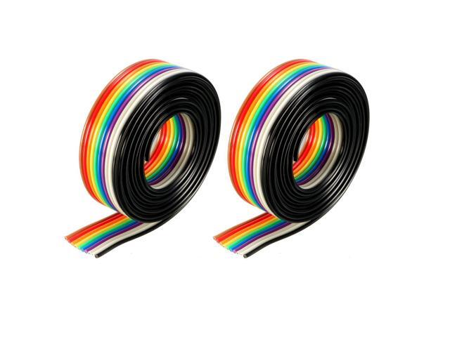 Flat Ribbon Cable 10P Rainbow IDC Wire 1.27mm Pitch 1m Long 2pcs