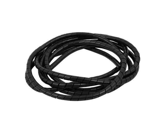 6mm Diameter Flexible Spiral Tube Cable Wire Wrap Manage Cord Black 2Meter Long