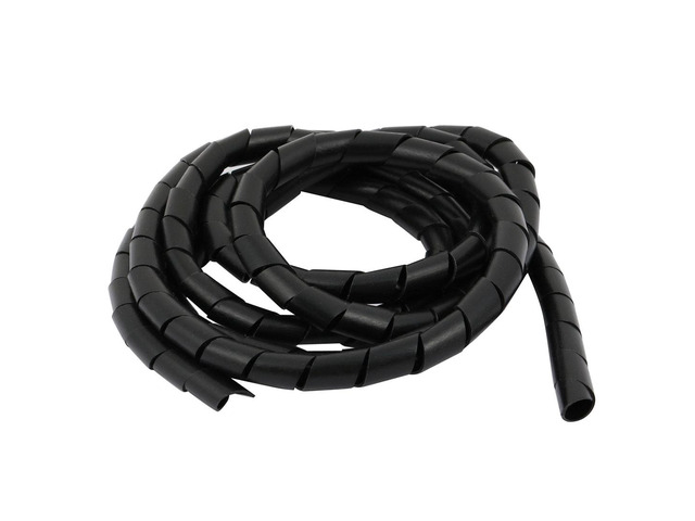 Flexible Spiral Tube Cable Wire Wrap Black Manage Cord 12mm Dia x 2 Meter Long