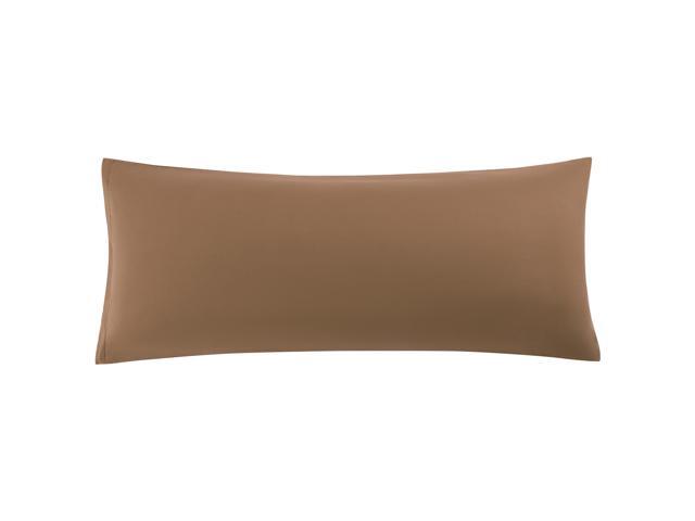 Soft Microfiber Body Pillow Cover with Zipper Closure, Long Pillow Cases for Body Pillows, 20'x48', Brown