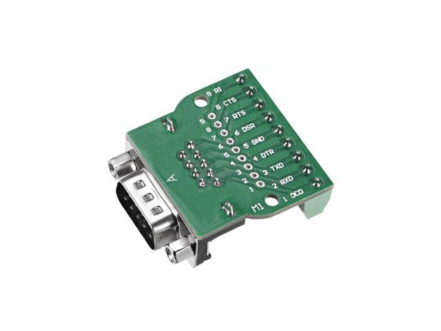 D-sub DB9 Breakout Board Connector 9 Pin 2 Row Male RS232 Serial Port Solderless Terminal Block Adapter with Positioning Nuts