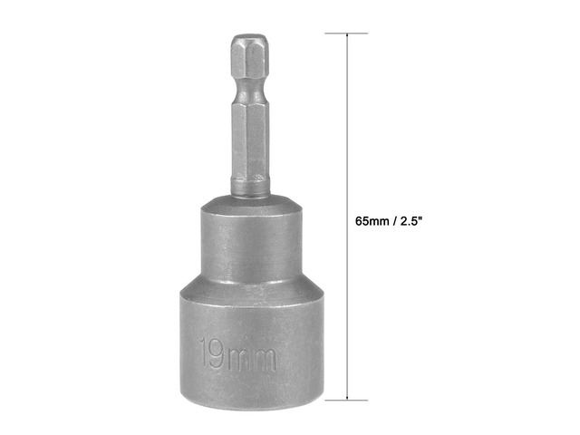 1/4' Quick-Change Hex Shank 19mm Magnetic Nut Driver, 65mm Long, Metric