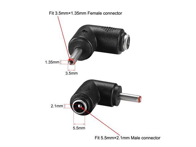 DC Power Connector 90 Degree Right Angle 5.5mm x 2.1mm Female to 3.5mm x 1.35mm Male Coupler Adapter Converter 10Pcs