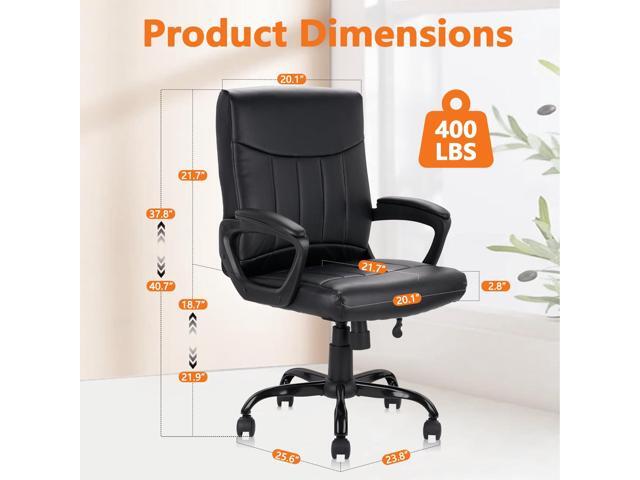 CLATINA Mid Back Leather Office Executive Chair with Lumbar Support and Padded Armrestes Swivel Adjustable Ergonomic Design for Home Computer Desk