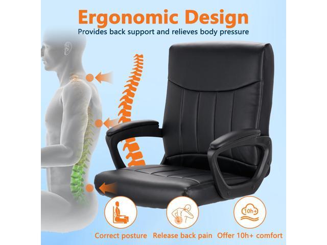 CLATINA Mid Back Leather Office Executive Chair with Lumbar Support and Padded Armrestes Swivel Adjustable Ergonomic Design for Home Computer Desk