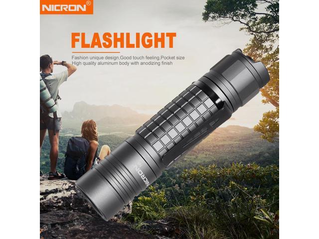 NICRON Rechargeable Flashlight High Brightness 1200lumen tactical LED Flashlight Handfree Waterproof LED Torch for Household outdoor hunting N8