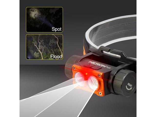 NICRON USB Rechargeable Headlamp With Spot and Flood Light and Red Light Super Bright 1500 Lumen Torch 5 Lighting Modes Waterproof IP65 Headlight...