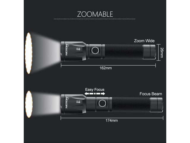 Nicron Rechargeable Flashlight F81 Zoomable Focus Light 1000lm High-Brightness 18 650 Rechargeable Flashlight Type-C Water-proof IP64 For Household...