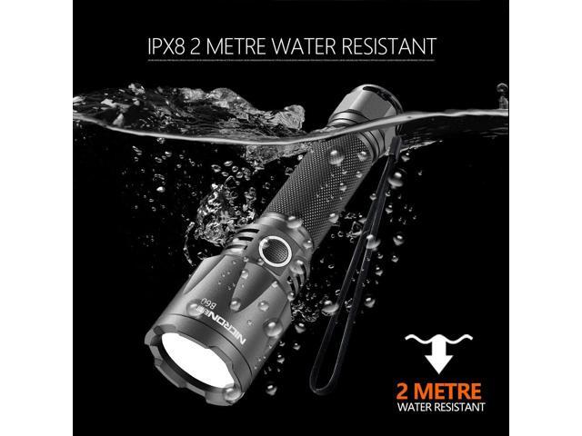 NICRON Rechargeable Flashlight Super Bright 10W 1400lm with 500m Beam Distance IPX8 Waterproof LED USB Type-C Rechargeable Torchlight B60