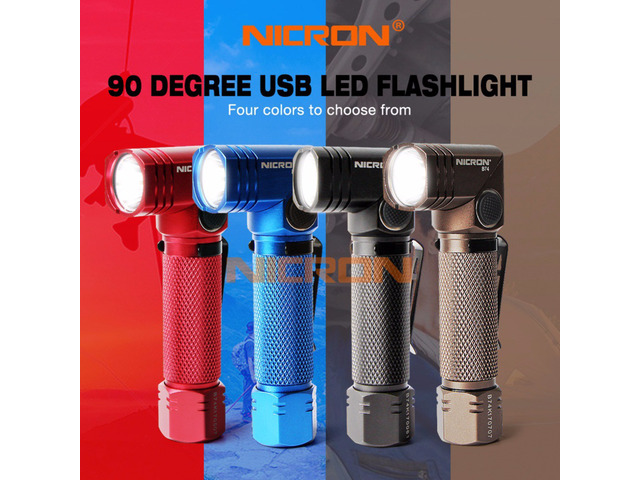 NICRON Rechargeable Led Flashlight Handfree Dual Fuel 90 Degree Twist Rotary Clip 600LM Waterproof Magnet Mini Lighting LED Torch Outdoor B74