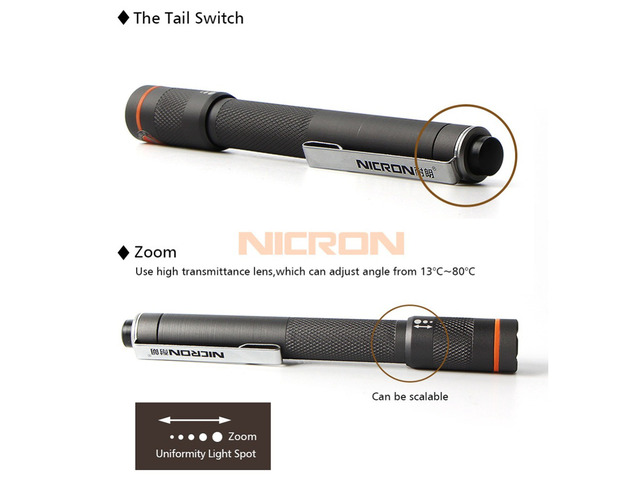NICRON Flashlight 1W 2xAAA Color Match Penligh 120LM 61M Beam Distance Waterproof IP65 Mini Home Torch Lamp B22 For Maintenance