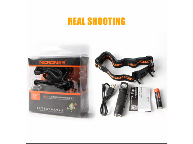 NICRON Mini Rechargeable LED Headlamp 450Lm 75M Long Beam Waterproof IP65 Flashlight Headlight Torch Lamp For Camping H10R