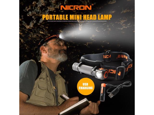 NICRON Mini Rechargeable LED Headlamp 450Lm 75M Long Beam Waterproof IP65 Flashlight Headlight Torch Lamp For Camping H10R