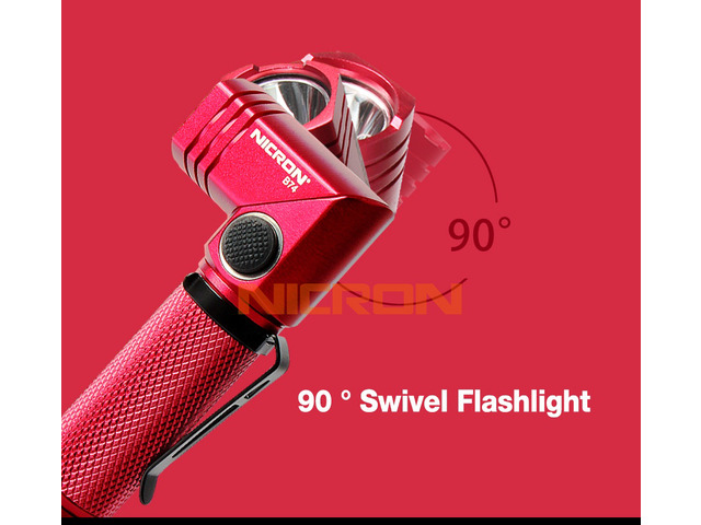 NICRON Rechargeable Led Flashlight Handfree Dual Fuel 90 Degree Twist Rotary Clip 600LM Waterproof Magnet Mini Lighting LED Torch Outdoor B74