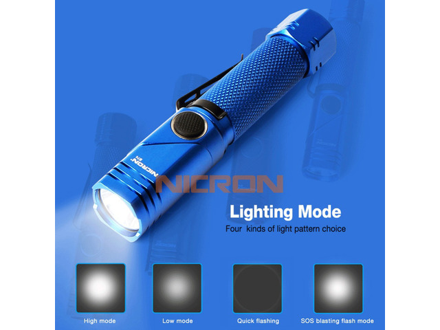 NICRON Rechargeable Led Flashlight Handfree Dual Fuel 90 Degree Twist Rotary Clip 600LM Waterproof Magnet Mini Lighting LED Torch Outdoor B74