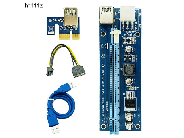 10pcs VER006C Molex 6Pin PCIE PCI-E PCI Express Riser Card 1X to 16X Extender Ad
