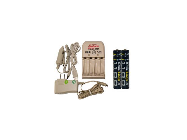 Sunbeam AA / AAA Battery Charger + 4 AAA AccuPower AccuLoop-X NiMH Batteries (1100 mAh)