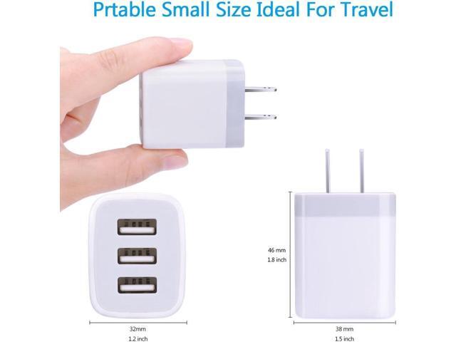 USB Wall Charger, Hootek 2Pack Wall Plug 3-Port USB Charging Station 3.1A Power Adapter Multi Port Quick Charger Block Cube for iPhone 16 15 14 13...