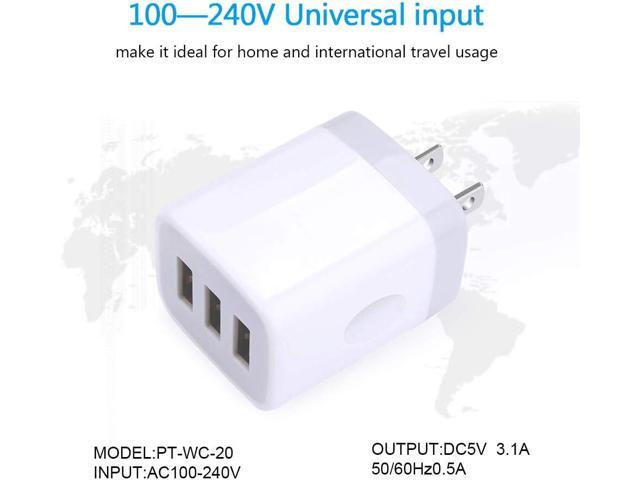 USB Wall Charger, Hootek 2Pack Wall Plug 3-Port USB Charging Station 3.1A Power Adapter Multi Port Quick Charger Block Cube for iPhone 16 15 14 13...