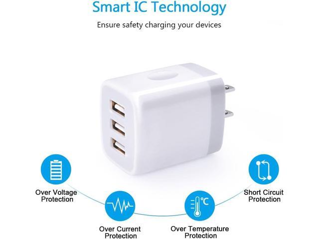USB Wall Charger, Hootek 2Pack Wall Plug 3-Port USB Charging Station 3.1A Power Adapter Multi Port Quick Charger Block Cube for iPhone 16 15 14 13...