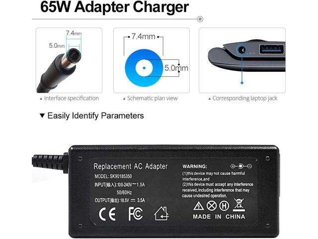 SOLICE 65W Laptop Charger Compatible with HP Revolve 810 820 840 850 725 745 755 G1 G2,Compatible with Folio 9470m 9480m 430 G1 G2 440 450 455 645...