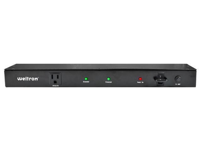 Weltron 9 Outlet Rack Mount Power Strip Surge Protector w/ 15ft Cord