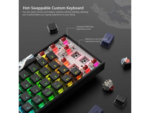 Womier 60% Percent Keyboard Gaming, WK61 V2 Creamy Mechanical Wired Keyboard Anime, Hot-Swappable RGB Key Board with PBT Keycaps for Windows PC...