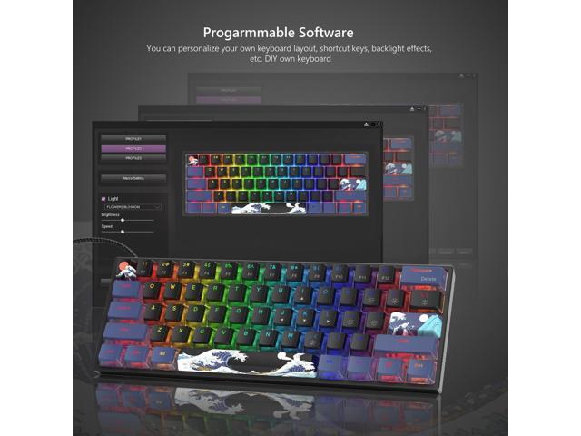 Womier 60% Percent Keyboard Gaming, WK61 V2 Creamy Mechanical Wired Keyboard Anime, Hot-Swappable RGB Key Board with PBT Keycaps for Windows PC...