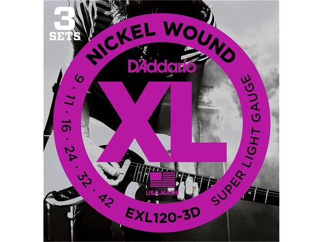 D'Addario EXL120 Electric Guitar Strings - Super Light - 3 Pack