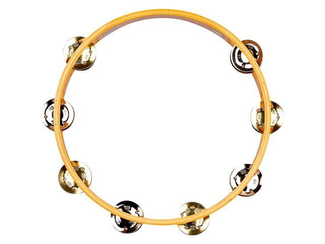 Meinl 10' Recording Combo Wood Tambourine with Double Row Jingles, Super Natural