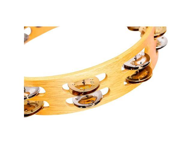 Meinl 10' Recording Combo Wood Tambourine with Double Row Jingles, Super Natural