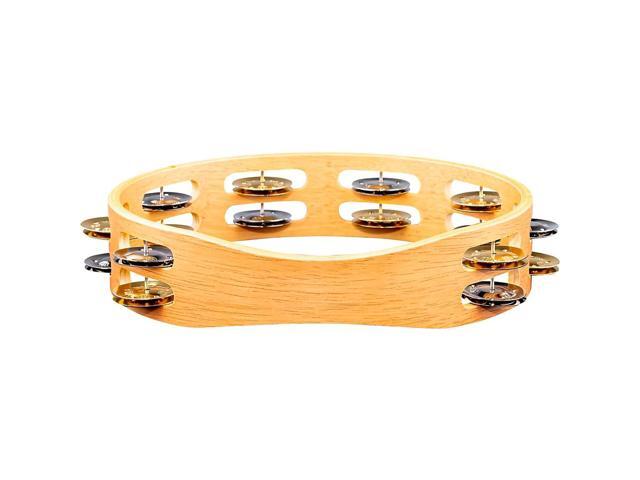 Meinl 10' Recording Combo Wood Tambourine with Double Row Jingles, Super Natural