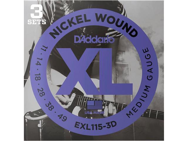D'Addario EXL115 Medium Gauge Guitar Strings 3-Pack