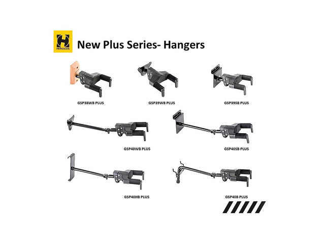 Hercules Stands GSP38WB PLUS Auto Grip System (AGS) Guitar Wall Hanger Short Arm, Wooden Base
