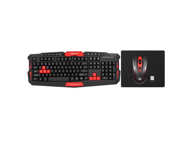 DSFY 2.4GHz Wireless Gaming Keyboard Mouse Combo 19 Keys Anti-ghosting Adjustable DPI USB Receiver Adapter Mouse Mat for Desktop Notebook Laptop
