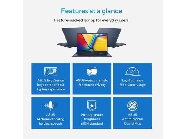 2023 Asus Vivobook F1504ZA 15.6' FHD Premium Laptop, 12th Gen Intel 6-Core i3-1215U upto 4.4GHz, 8GB RAM, 128GB PCIe SSD, Intel UHD Graphics,...