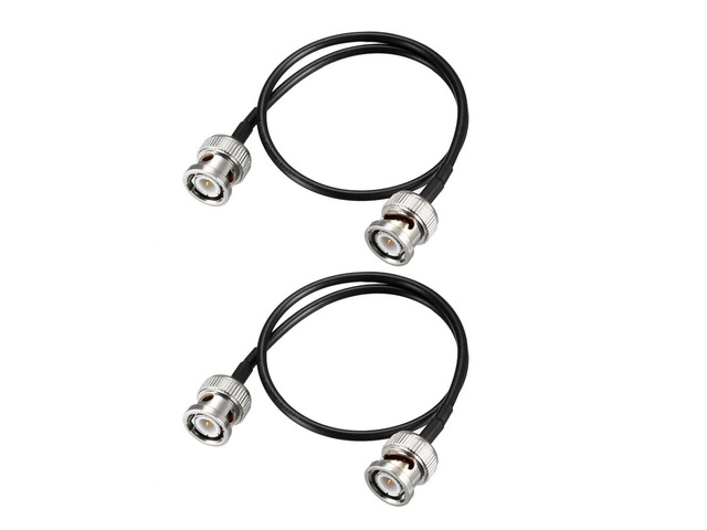 BNC Male to Male Coaxial Jumper Cable 50 ohm 12 inch RG174 2pcs