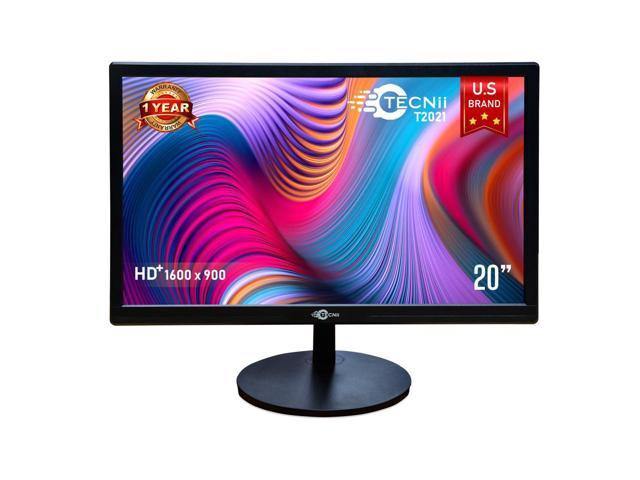 TECNII 20' Inch Monitor Flat Screen HD+ Resolution 75Hz - 3ms Response Time HDMI, VGA Best for Home & Office Use Black - (T2021)