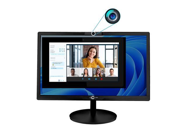 TECNII 20 Inch webcam monitor Inbuilt camera, Microphones, Speakers HDMI VGA Inputs for Home and Office Black - (2022W)