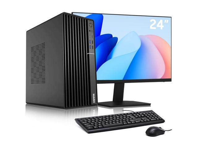 AQVIN MTX70 Business Desktop PC Tower with 24' Monitor, Intel Core i5 Processor, 16GB DDR4 RAM, 256GB NVMe SSD, Wi-Fi, Bluetooth, Windows 11 Pro